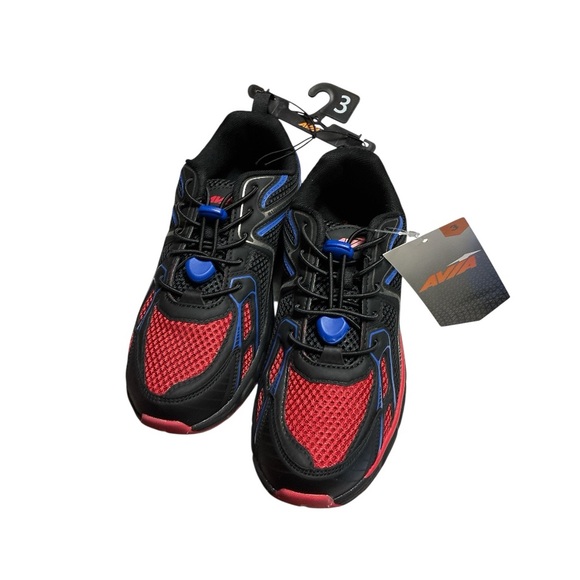 Avia Kids Black, Red & Blue Mesh Athletic Running Sneakers - Picture 2 of 6